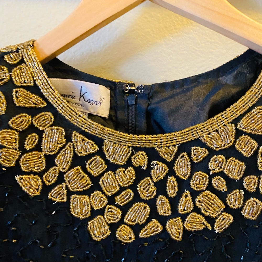 Laurence Kazar Black & Gold Beaded Silk Top - Picture 12 of 12